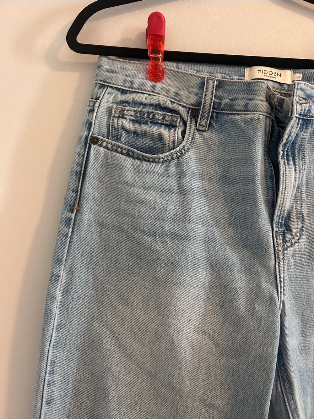 Light Wash Wide Leg Distressed Jeans - Light Blue - Picture 7 of 13